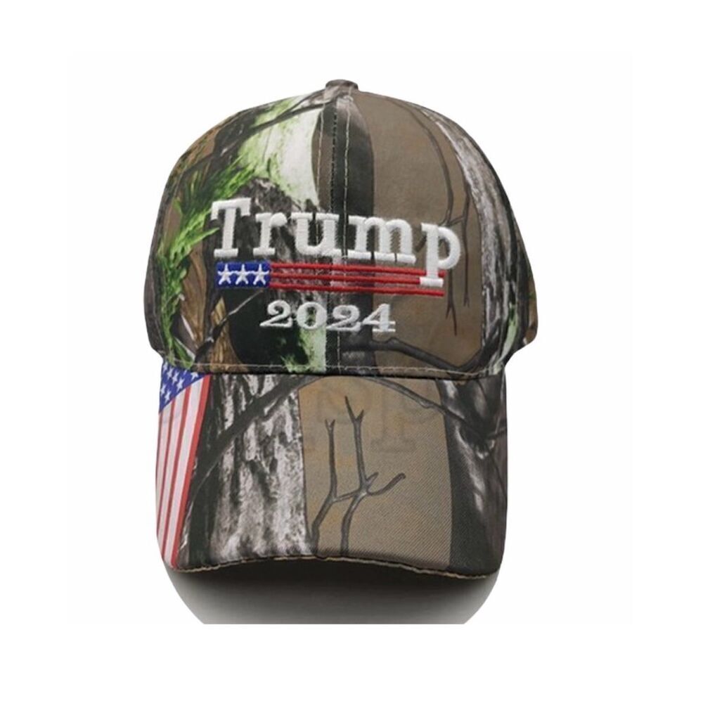 Trump One Size Campaign Baseball Hat Cap Green Camoflauge Print MAGA USA New